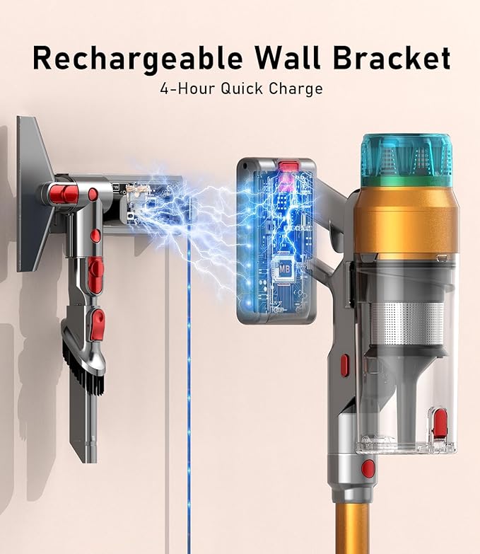 Cordless Vacuum Cleaner for Home 600W 55Kpa Upgraded Powerful Stick Vacuum Up to 60Mins, Anti-Tangle & Wall Mount Charging, 8 in 1 Lightweight Vacuum Cleaners for Home/Pet Hair/Carpets/Floors