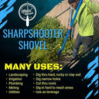 Sharpshooter Spade Shovel 78 Inch Drain Spade Trenching Shovel + Steel Digging Bar- Weighted Long Handle Sharp Shooter with Hardened Chromoly 15 Inch Head