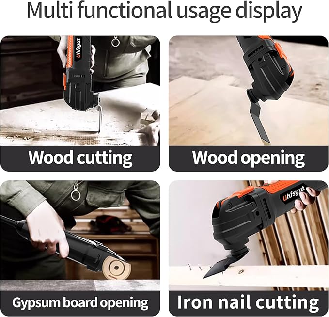 6-Speed Oscillating Multi-Tool with 23pc Kit & Storage Case | Quick-Change Blades for Wood/Metal/PVC | Includes Sanding Disc, Scraper, 15 Sandpapers ﻿