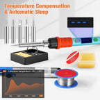 Soldering Iron Kit, 90W LED Digital Soldering Gun kit with Ceramic Heater, 110V Adjustable Temperature Solder Welding Iron Kits, Auto-sleep, Thermostatic Design, Blue