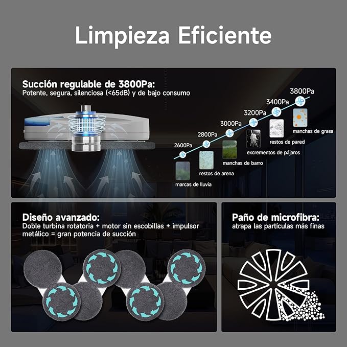 FMART T10PRO Window Cleaning Robot – Dual-Pump Spray, 120ml Tank, 3800PA Suction, AI Path Planning & Edge Detection, App Control Window Cleaner Robot for Indoor/Outdoor High-Rise Windows
