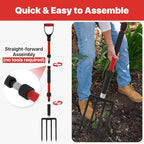 COSITA Pitch Fork for Garden, 44-Inches Pitchfork with Fiberglass Handle, Gardening Spading Fork with 4 Metal Tines, Heavy Duty Pitchfork for Manure, Mulch, Digging, Aeration, Red