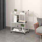 3 Tier Bathroom Storage Open Shelf Unit, Free-Standing Matte Metal Corner Rack Shelving for Kitchen, Living Room, Hallway (Matte White, 3 Tier)