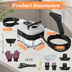 Steam Cleaner, Handheld Steam Cleaner for Home Car Furniture Bathroom, 2500W High Pressure Steam Cleaner, 1.2L Water Capacity, 6 Adjustable Speeds, 4 Brush Heads, Steamer for Cleaning (White)