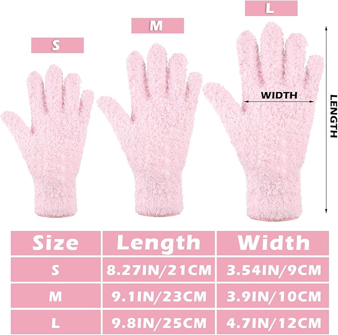 Patelai 3 Pairs Microfiber Plant Dusting Gloves Leaf Cleaning Gloves for Indoor Plants, Blinds, Furniture, House (Pink,Nude,White,Small)