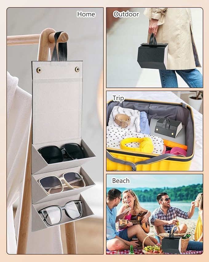 Sunglasses Travel Case,Foldable Eyeglasses Case, Portable Multiple Glasses Case for Women Men Girls