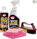 Quick ‘n Brite Fireplace Cleaning Kit – Includes 24oz Fireplace Glass Cleaner, 16 oz Gel Fireplace Cleaner, Scrub Brush, Sponge and Microfiber Towel
