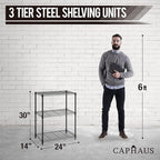 CAPHAUS 3/4/5-Tier Adjustable Height Wire Shelving Unit, Rack Shelving, Metal Steel Shelves, Garage Organizer, Utility Storage Shelf, 3-Tier Without Wheels, Black