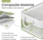 Large Storage Baskets- 15.7x11.8x8.26 inch Storage Bins for Shelves and Closet Organizing, Foldable Fabric Bin for Home Organization Clothes and Laundry (1-Pack, White&Green)
