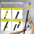 Grout Brush with Long Adjustable Handle - Telescopic, Rotation Tile Grout Cleaning Tool, V-Shape Shower Scrubber Cleaner Stiff Bristle for Cleaning Bathrooms Tile Floors, Baseboards and Corners - 59in