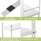 Expandable Cabinet Shelf Organizer Rack, Stackable Kitchen Counter Storage Shelves Stand, Adjustable Height Pantry Shelf Spice Rack (White, 1 Pack)