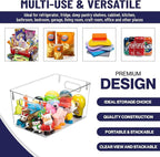 Clear Plastic Storage Bins, Pantry Organizers and Storage Containers Fridge Organizer Bins for Organizing Kitchen Cabinet Organizer Bin Bathroom Freezer Refrigerator Organization