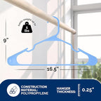 Closetselect Plastic Hangers 50 Pack - Space Saving Clothes Hangers, Made in USA, Durable & Strong Plastic Shirt & Coat Hanger with Notches & Shoulder Grooves, Non-Slip Clothing Hangers | Victory Blue