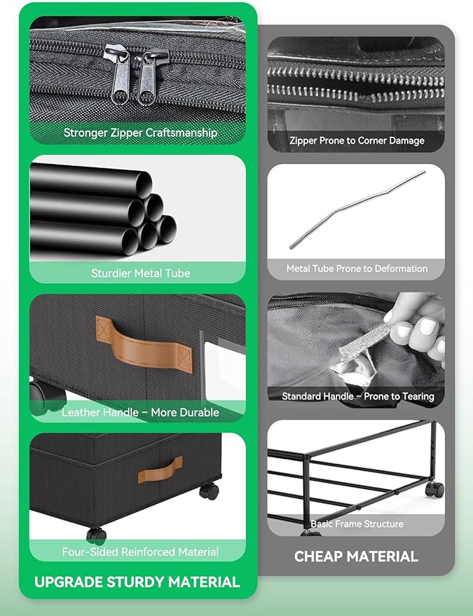 2Pack Under Bed Storage with Wheels, Scalable Under Bed Shoe Storage Containers, Clothes Organizer & Bedroom Furniture Organizers (Upgraded Style)