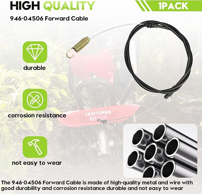 946-04506 Forward Cable for Cub Cadet, Craftsman, Huskee and Yard-Machines Rototillers, Fits Models RT35 RT45 RT75 RT100 VT100 404 CRT 40M 400 CRT, Replaces Part Number 746-04506 946-04504 746-04504