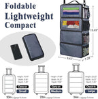 Suitcase Organizer, Carry on Closet Luggage Organizers Accessories for Travel, Foldable and Hangable Portable Hanging Travel Shelves with a Shoulder Strap to Use As a Travel Backpack Small, Gray