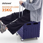 Folding Utility Cart Portable Rolling Crate Handcart Foldable Shopping Trolley Collapsible, with Lid, on Wheels, for Grocery, Garden, Office, Storage, Teacher, Tool (Purple)