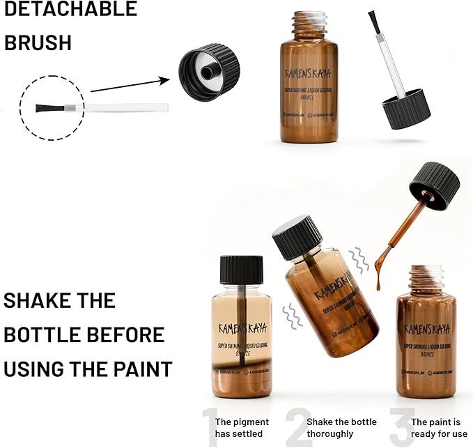Liquid Bronze Leaf Paint - Alcohol Based Fast Drying Bronze Liquid Leaf, 0.68 fl oz (20 ml)