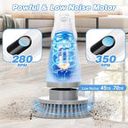 Electric Spin Scrubber, Cordless Cleaning Brush with 8 Brush Heads, Power Shower Scrubber with Long Handle, Electric Brush Cleaner with 6 Adjustable Angles IPX7 Waterproof, for Bathroom Floor Tub Car