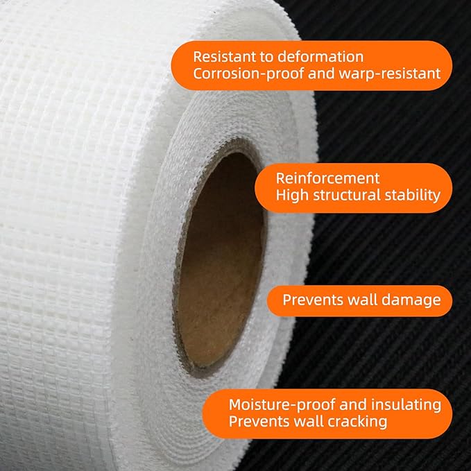 QILIMA Self-Adhesive Fiberglass Drywall Joint Mesh Tape, Fiber Mesh Crack Patch Wall Repair Fabric,2 Inch by 148 Feet White