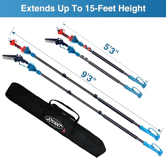 3-in-1 Pole Pruning Shears, Electric Pruning Shears & pole saws for tree trimming with 15.3ft Reach Pole,Cordless Pole Shears and Battery Pole Saw with 2 Pack 20V 4.0Ah Battery for Tree