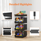 Lifewit Plastic Stackable Storage Baskets, 4 Tier Stacking Bins for Food and Clothes, Multifunctional Organizer for RV, Kitchen, Playroom, Pantry, Black, 35 x 30 x 72 cm/14 x 12 x 28 inch, 1 Pack