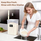 ComSaf Rice Container Set of 2(9.5L/10Qt), Large Airtight Food Storage Containers with Lid and Rice Washer, Plastic Canisters Sets for The Kitchen, Pantry Organizers for Flour, Cereal and Cooking