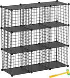TUMUCUTE Wire Cube Storage Organizer, 9-Cube Metal Storage Shelves Bookshelf, Stackable Modular Closet Organizer for Bedroom Living Room, Office, Storage Shelves