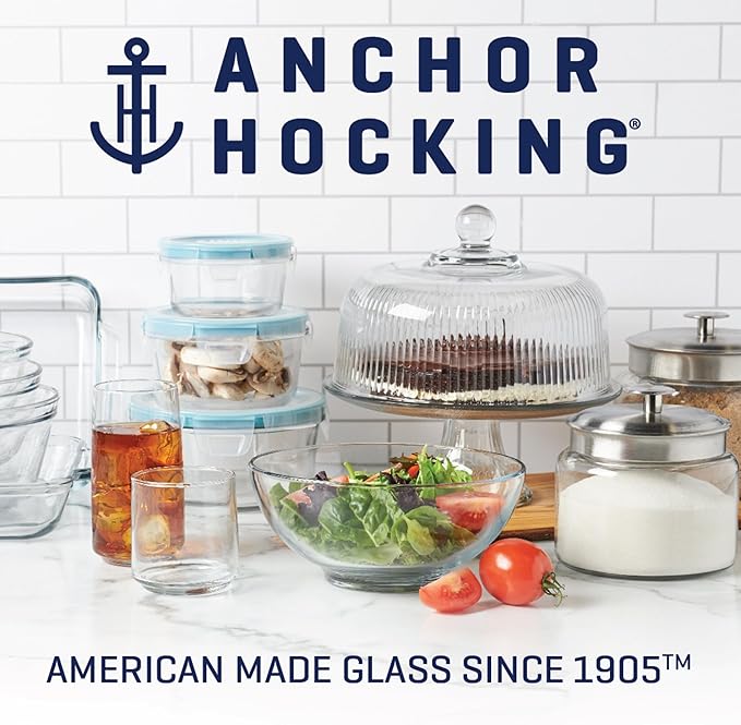 Anchor Hocking SnugFitTM Rectangular Food Storage Containers with Lids (4-Piece, 6-cup, Red, oven-safe)