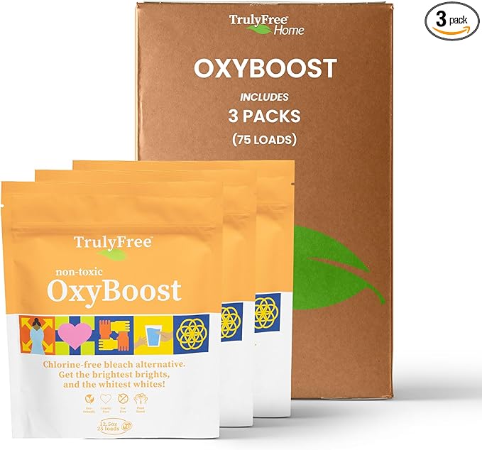 OxyBoost - Oxygen Whitener & Clothes Stain Remover Laundry Detergent Powder with Sodium Percarbonate - Brightens Whites & Safe for Colors - Non-Chlorine, Gentle Yet Powerful - Pack of 3