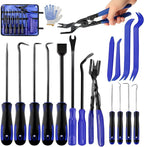 16-Piece Automotive Tool Kit with Storage Bag- Oil Seal Hook Set, Clip Remover, Gasket Scraper & Pry Tools, Includes Work Gloves for Car Repair & Mechanical Maintenance (Blue)