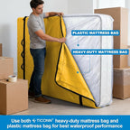 TICONN Mattress Bags for Moving, Heavy Duty King Mattress Cover Storage Bag with Full-Around Handle and Adjustable Buckles (Yellow, King)