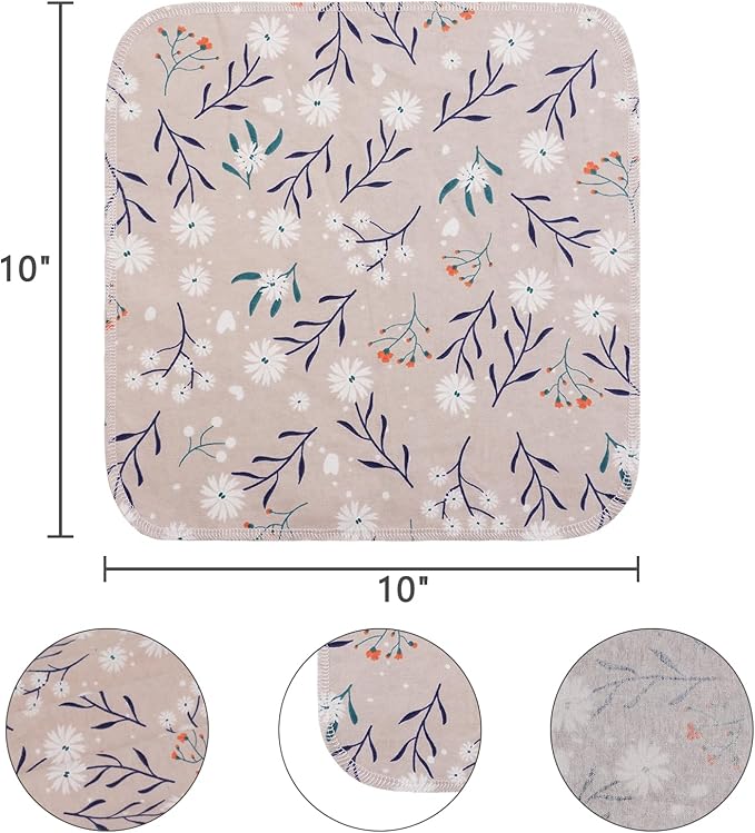 Reusable Dishcloths Kitchen Towels Cotton: 30 Packs 10X10 Washable Roll Paperless Paper Towels Absorbent Dishcloths Set Dish Tea Towel for Kitchen Drying (30Daisy, 10×10")