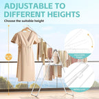 APEXCHASER Clothes Drying Rack, Oversized Drying Rack Clothing with Height-Adjustable, Foldable Gullwings Metal Laundry Rack, Indoor Outdoor Use, No Assembly, White