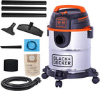 BLACK+DECKER Shop Vacuum Wet and Dry, 5 Gallon 3-in-1 Stainless Steel Shop Vac with Accessories, 4 HP Vacuum Cleaner, for Workshop, Home, Garage and Pet, BDXV18143
