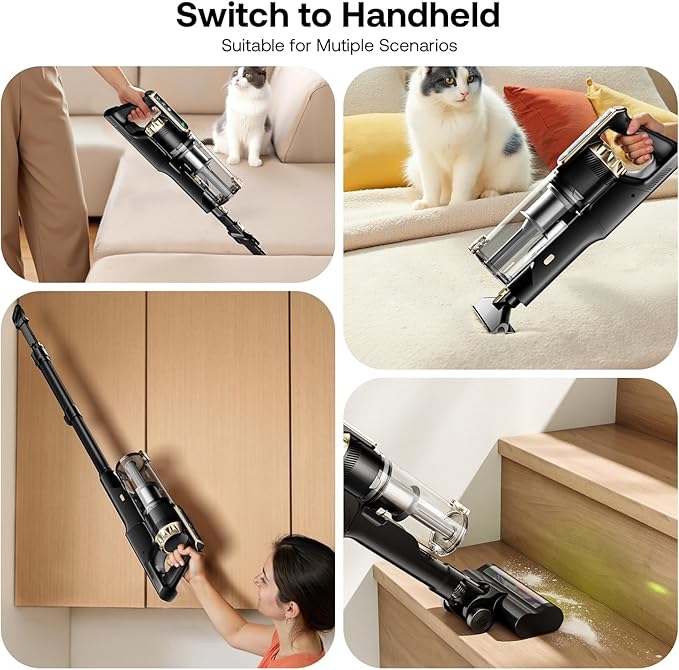 Cordless Vacuum Cleaner with Self-Standing, 50 mins Runtime Lightweight Vacuum Cleaner with Powerful Suction, Anti-Tangle Cordless Vacuum Versatile for Hard Floor/Carpet/Pet Hair,Pink