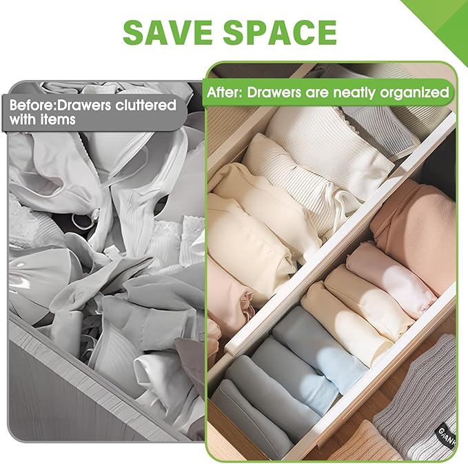 5 Pack Drawer Dividers 3.2" High Slim Organizers Expandable 10.8-17.9" Adjustable Separators for Shallow Drawers Kitchen Utensils Baby Clothes Underwear Storage-White