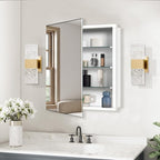 Bathroom Medicine Cabinet with 20x20 in Square Beveled Frameless Mirror,Wall Mounted Mirror Cabinet for Bathroom Toilet Kitchen,Recess or Surface Mount,Already Assembly