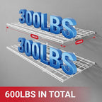 LEXIMOUNTS 2-Pack 2x4ft Garage Shelving with Hooks, 24-inch-by-48-inch Wall Shelf Garage Storage Racks Floating Shelves, White