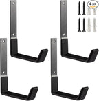 Heavy Duty Steel Hooks - Wall Mount Utility Hooks for Garage & Garden, Hose Hanger & U Hooks (4, Large)