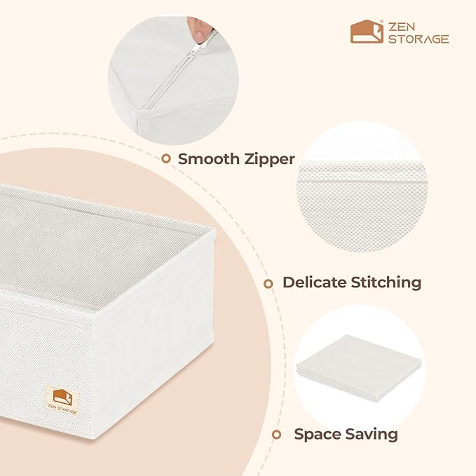 Sturdy Drawer Organizers (24-Pack) - Fabric Dresser Drawer Organizers & Dividers for Nursery Organization, Baby Organizers and Storage for Clothes, Socks & Underwear, White