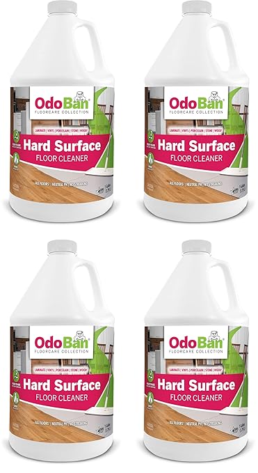 OdoBan Ready-to-Use Hard Surface Floor Cleaner, Streak Free and Neutral PH Formula, Made in the USA, Scentless, 4 Gallons