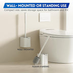 2 Pack Silicone Toilet Brush, Soft Toilet Bowl Cleaner Brush Set for Deep Cleaning. Bathroom Accessories with Long Handle, Wall mountable. - White