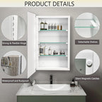 Medicine Cabinet, Rectangular Beveled Frameless Mirror Cabinet,Wall Mounted Cabinet for Bathroom Toilet Kitchen,Recess or Surface Mount,24x24 in
