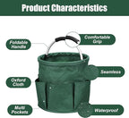 Qivine 17L Cleaning Caddy with Handle, Cleaning Supply Caddy, Foldable Tool Bag Cleaning Products Organizer, Portable Cleaning Bucket Caddy for Cleaning Supplies (Green)