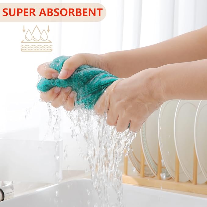 Homaxy 100% Cotton Waffle Weave Kitchen Dish Towels, Ultra Soft Absorbent Quick Drying Cleaning Towel, 13 x 28 Inches, 8-Pack, Teal