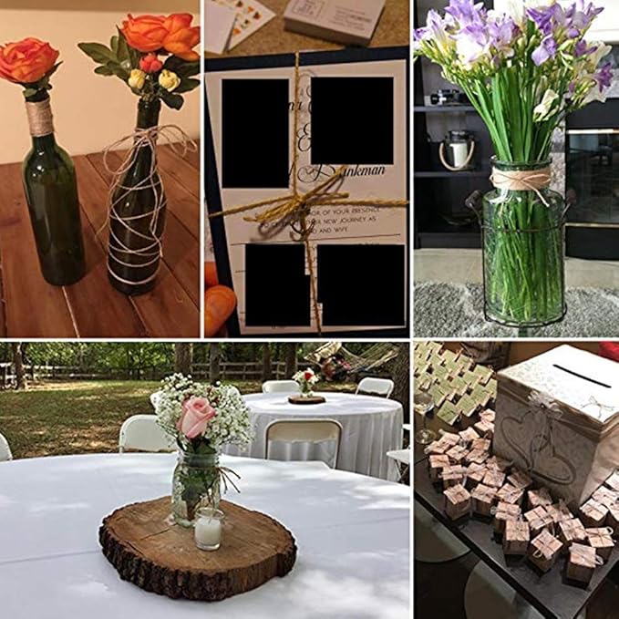 1312 FT Natural Jute Twine,3ply String Twine, Industrial Packing Materials Packing String for Gifts,DIY Crafts, Decoration, Bundling, Gardening and Recycling（4pcs）