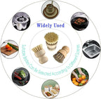 3 - Piece Wooden Kitchen Dish Brush Set - Natural Fiber Dishwashing Scrubber