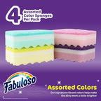 Fabuloso Sponges, Rainbow - Scratch-Free Scrubber for Dishes and Surfaces - Dishwashing Sponge for Bold and Bright Cleaning Experience, 4 Count - 2 Pack