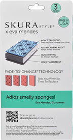 Skura Style x Eva Mendes Smart Kitchen Dish Sponges (Bulk 6 Pack) | Odor Free Non-Scratch Scrub Pad | Household Scrubber for Sink, Counters, Surfaces, Pots, Pans, Dishwashing | Color-Fade Change